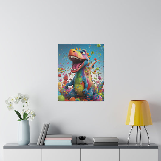 Vibrant Dino Delight: Premium Canvas Wall Art - Roaring Fun for Your Space! - captivatingconversationsstarters