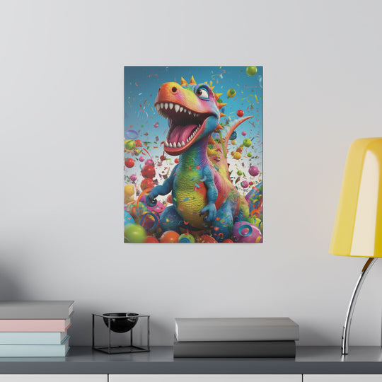 Vibrant Dino Delight: Premium Canvas Wall Art - Roaring Fun for Your Space! - captivatingconversationsstarters