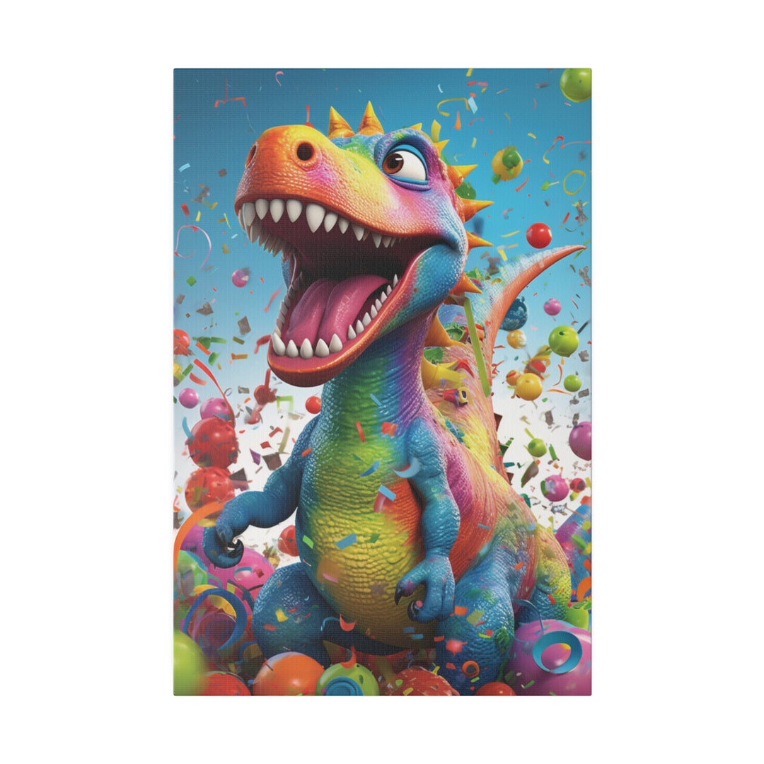 Vibrant Dino Delight: Premium Canvas Wall Art - Roaring Fun for Your Space! - captivatingconversationsstarters