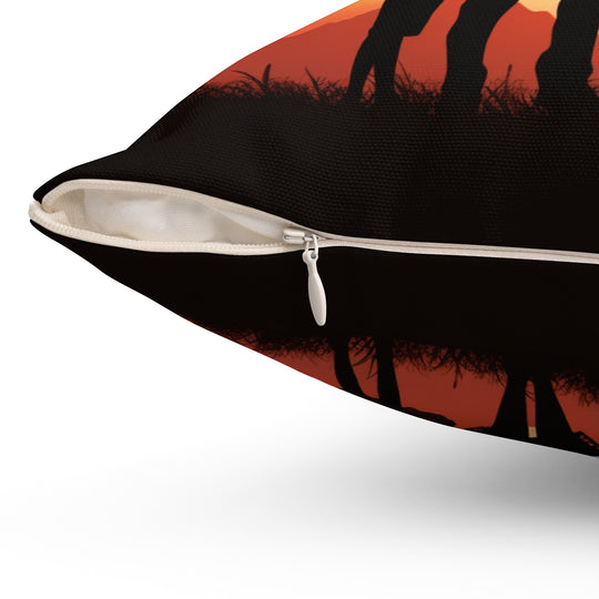 African Sunset Family Silhouette - Inspirational Pillow - captivatingconversationsstarters