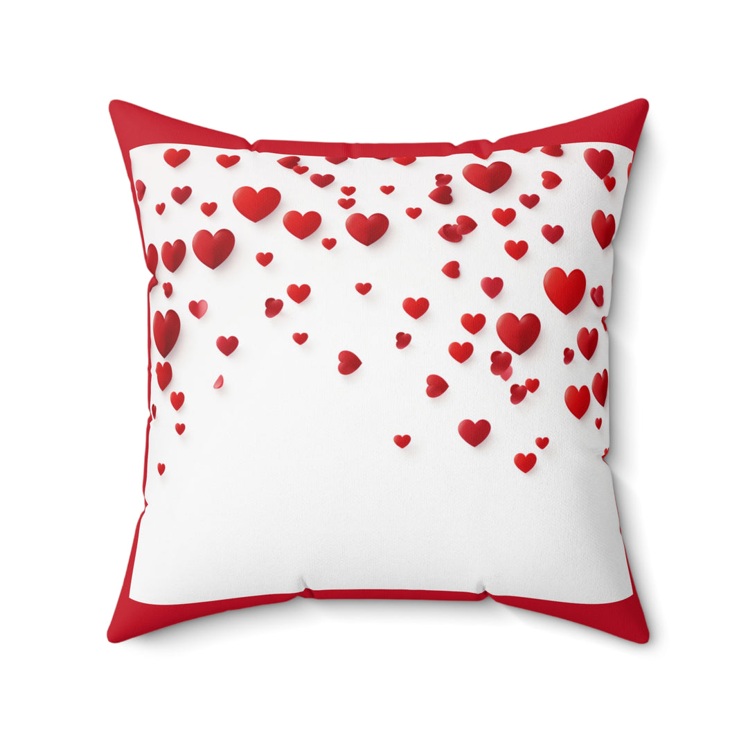 Charming Love Heart Pillow - Cozy White with Miniature Red Hearts for Romantic Comfort - captivatingconversationsstarters