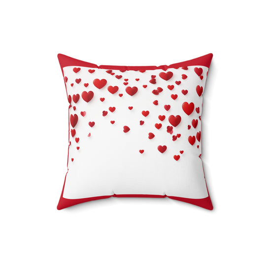Charming Love Heart Pillow - Cozy White with Miniature Red Hearts for Romantic Comfort - captivatingconversationsstarters