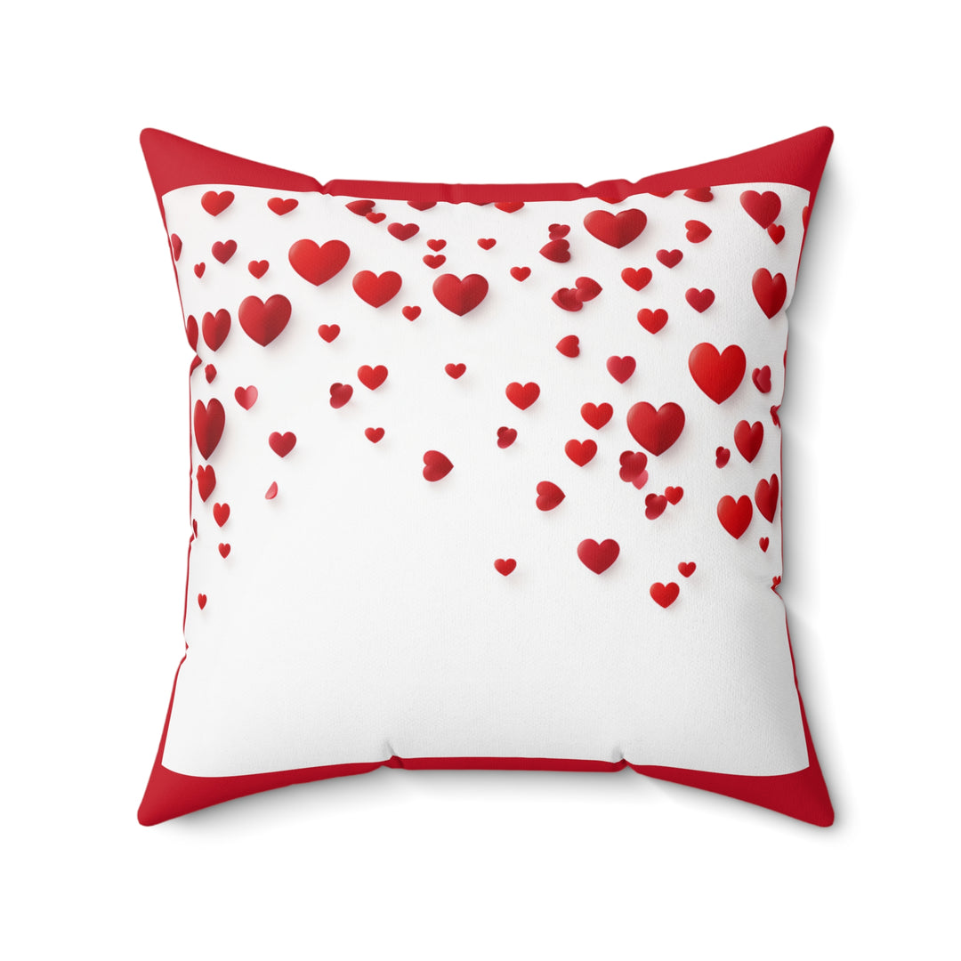 Charming Love Heart Pillow - Cozy White with Miniature Red Hearts for Romantic Comfort - captivatingconversationsstarters