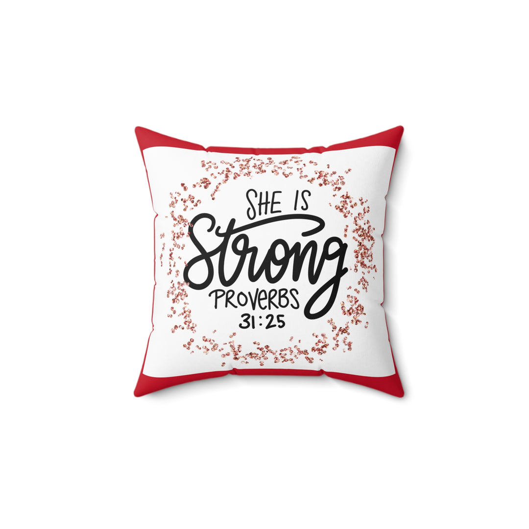 She is Strong Faux Suede Pillow – Empower Your Space with Soft Strength - captivatingconversationsstarters