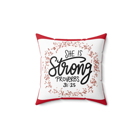 She is Strong Faux Suede Pillow – Empower Your Space with Soft Strength - captivatingconversationsstarters