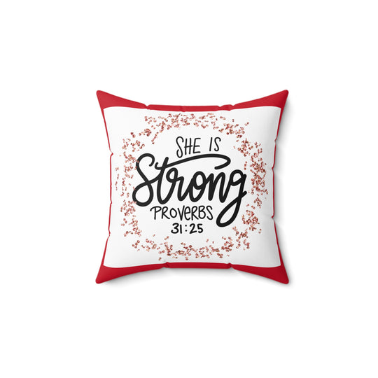 She is Strong Faux Suede Pillow – Empower Your Space with Soft Strength - captivatingconversationsstarters