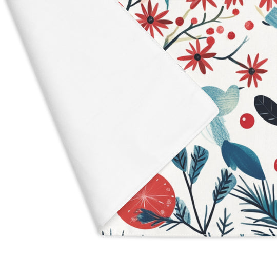 Rattan Branches Placemat with Ornaments & Red Birds – Festive Holiday Table Décor for Christmas & Winter Dining - captivatingconversationsstarters