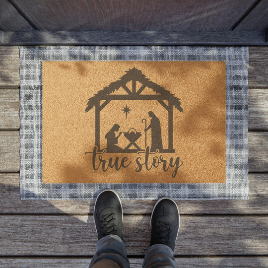 True Story Nativity Door Mat – Celebrate the Season with Faith & Style - captivatingconversationsstarters