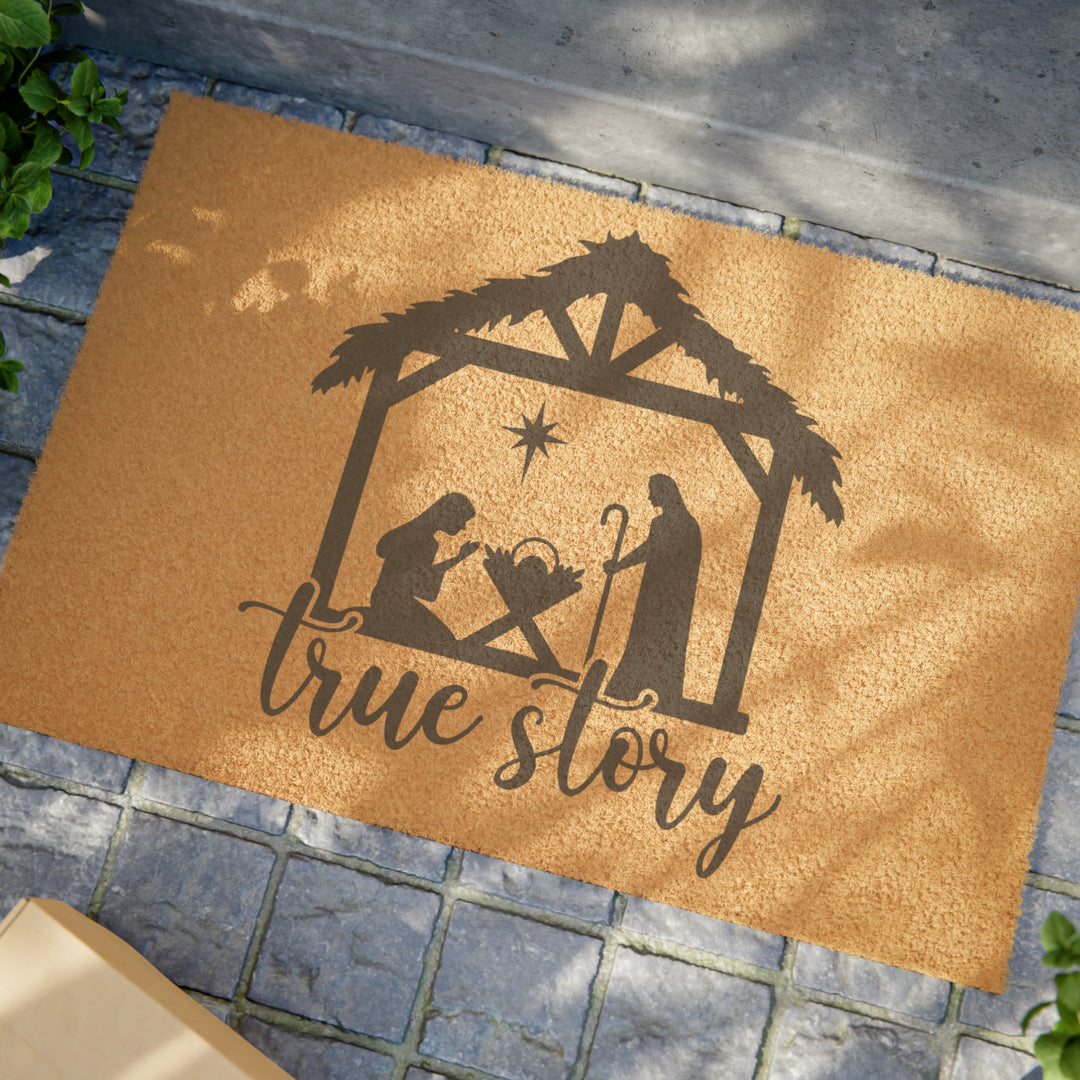 True Story Nativity Door Mat – Celebrate the Season with Faith & Style - captivatingconversationsstarters