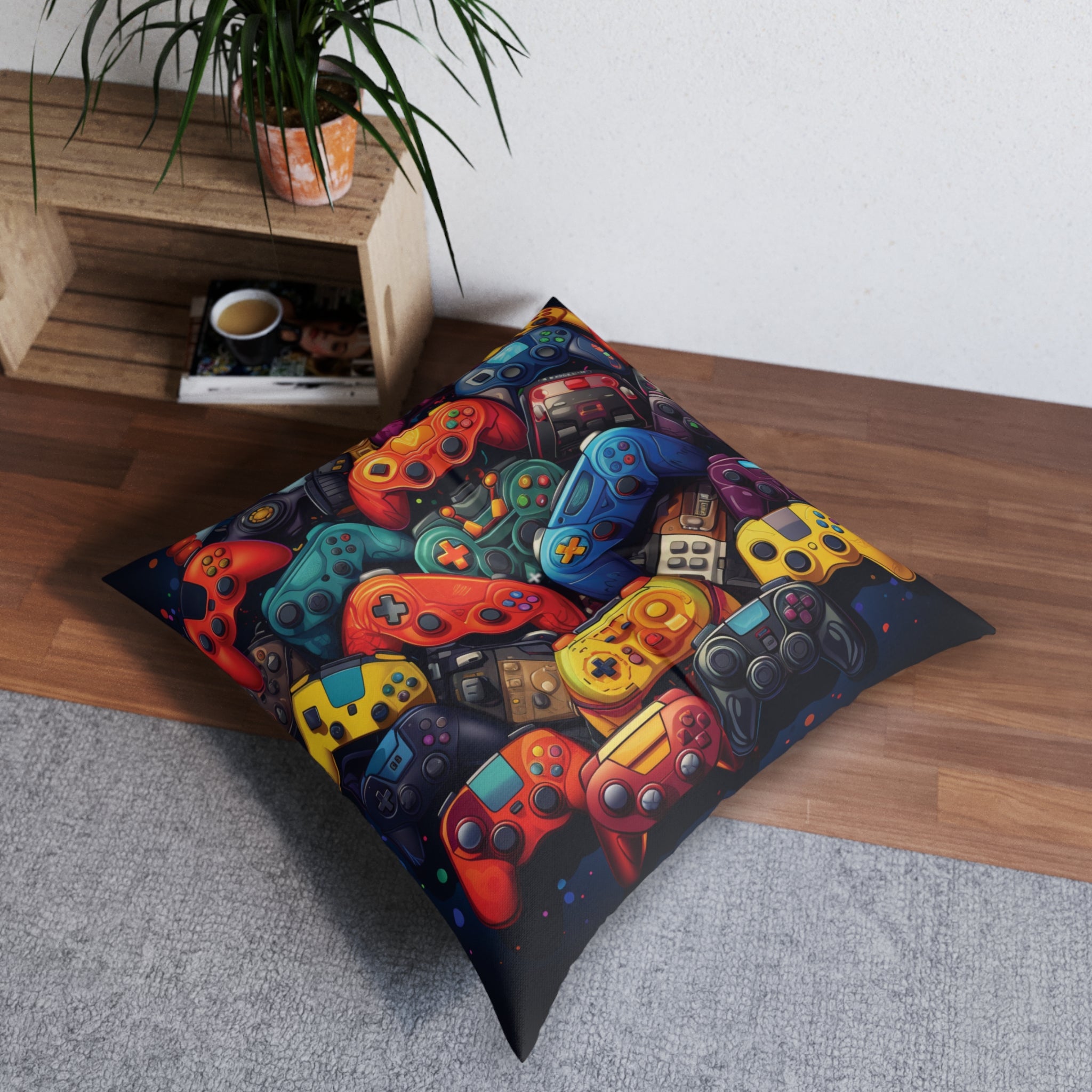 Retro Gamer's Comfort: Iconic Game Controller Tufted Floor Pillow - captivatingconversationsstarters