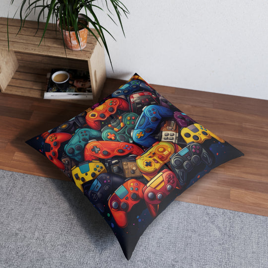 Retro Gamer's Comfort: Iconic Game Controller Tufted Floor Pillow - captivatingconversationsstarters