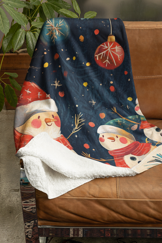 Cozy Snowman Fleece Blanket | Soft & Warm Christmas Throw with Cartoon Snowmen – Perfect for Winter, Holiday Gifts & Home Décor! - captivatingconversationsstarters