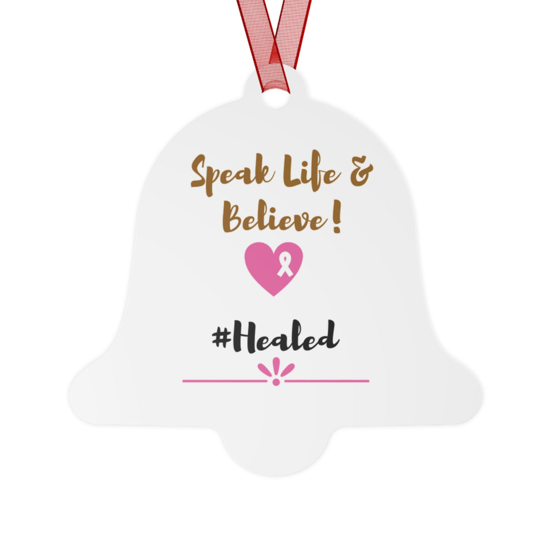 Healed Breast Cancer Awareness Metal Christmas Ornament – Durable, Double-Sided & Glossy Holiday Keepsake - captivatingconversationsstarters