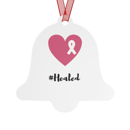 Healed Breast Cancer Awareness Metal Christmas Ornament – Durable, Double-Sided & Glossy Holiday Keepsake - captivatingconversationsstarters