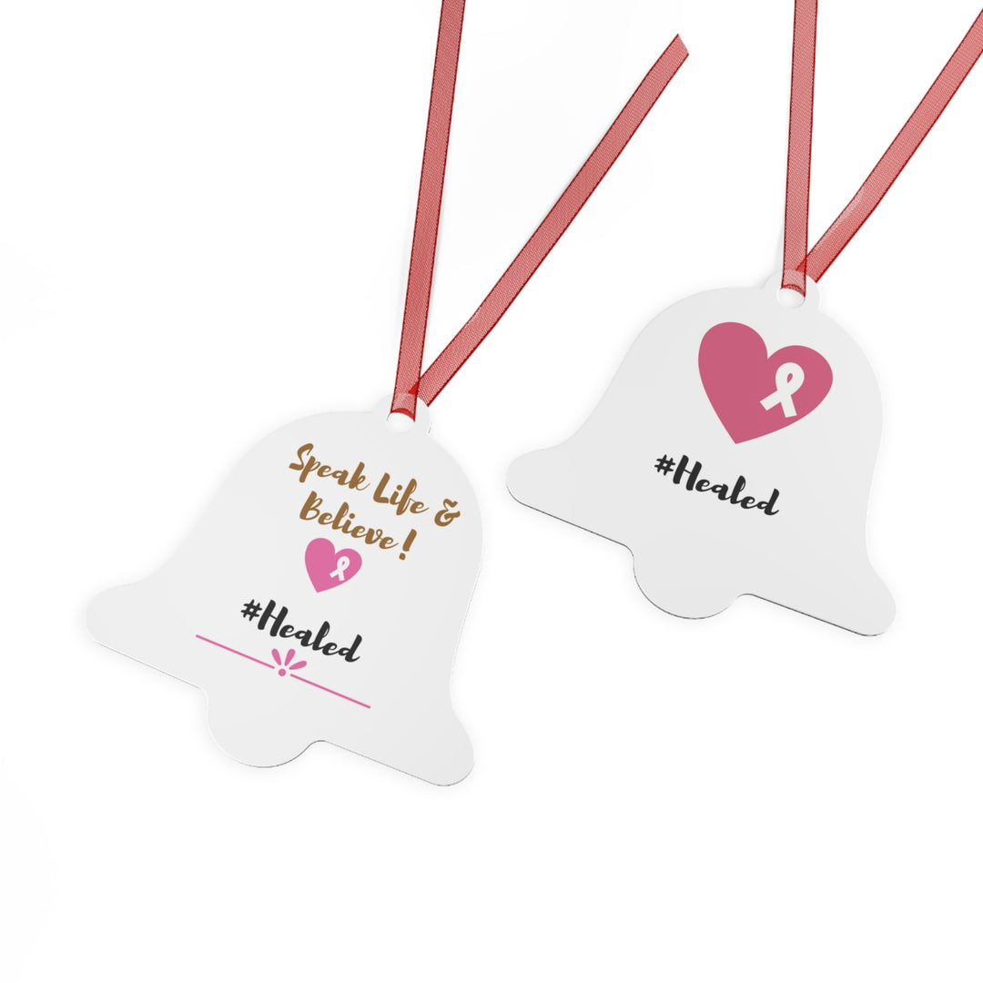 Healed Breast Cancer Awareness Metal Christmas Ornament – Durable, Double-Sided & Glossy Holiday Keepsake - captivatingconversationsstarters