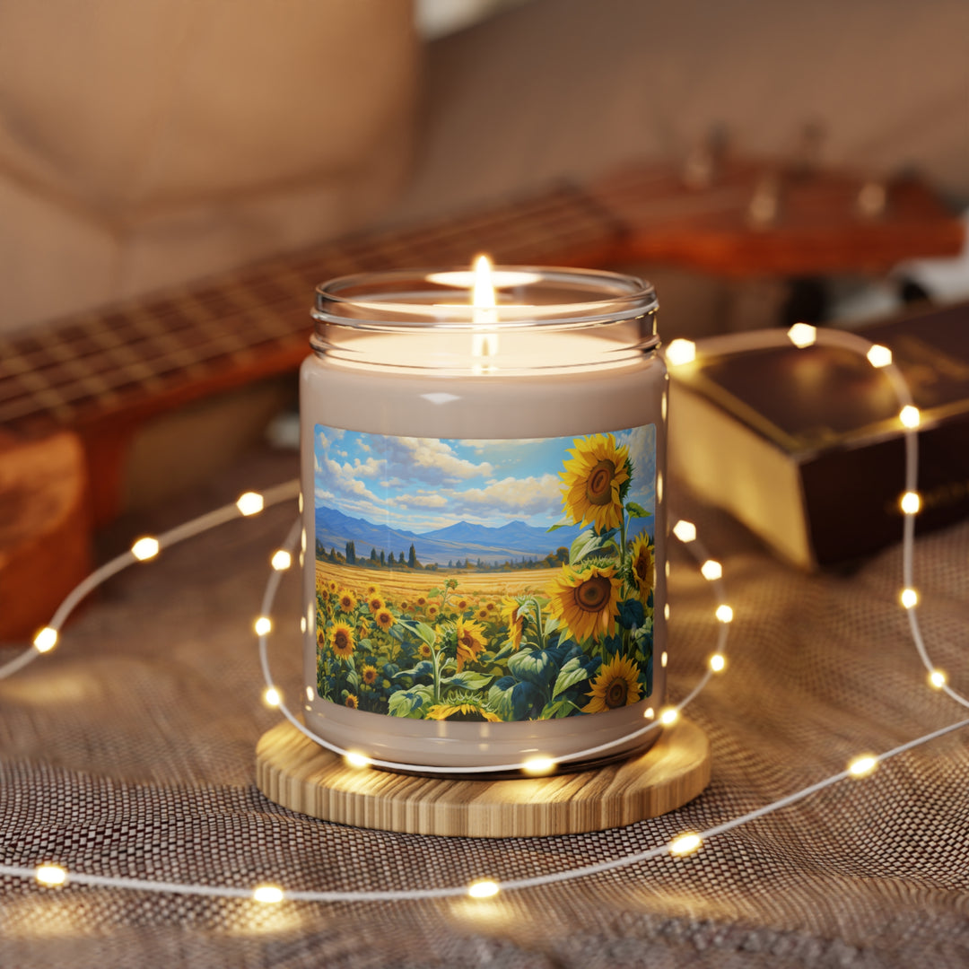 Sunflower Serenity Candle:  Spiritual Enlightenment Candle - captivatingconversationsstarters