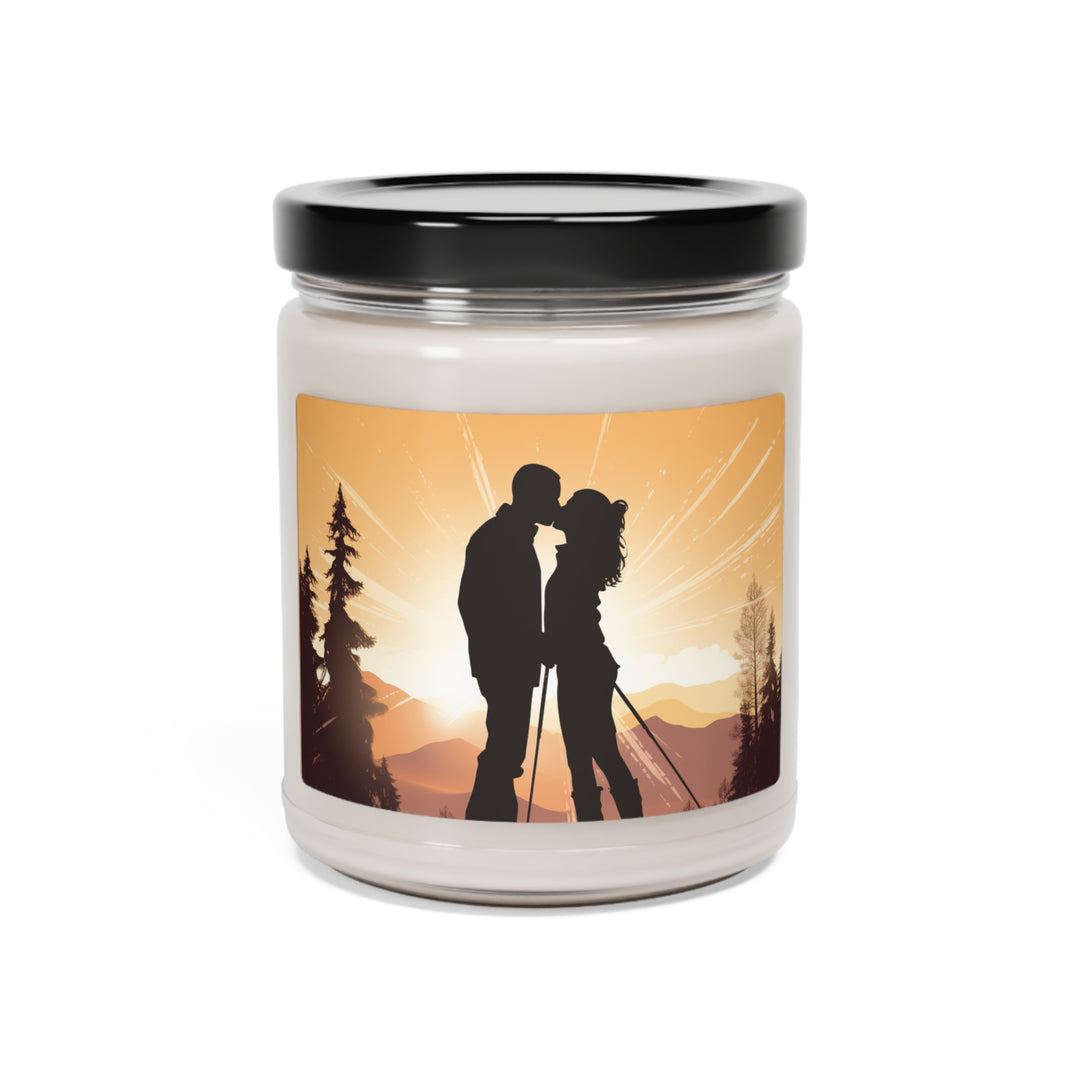 Sunset Embrace: A Mountain Romance Silhouette Candle - captivatingconversationsstarters