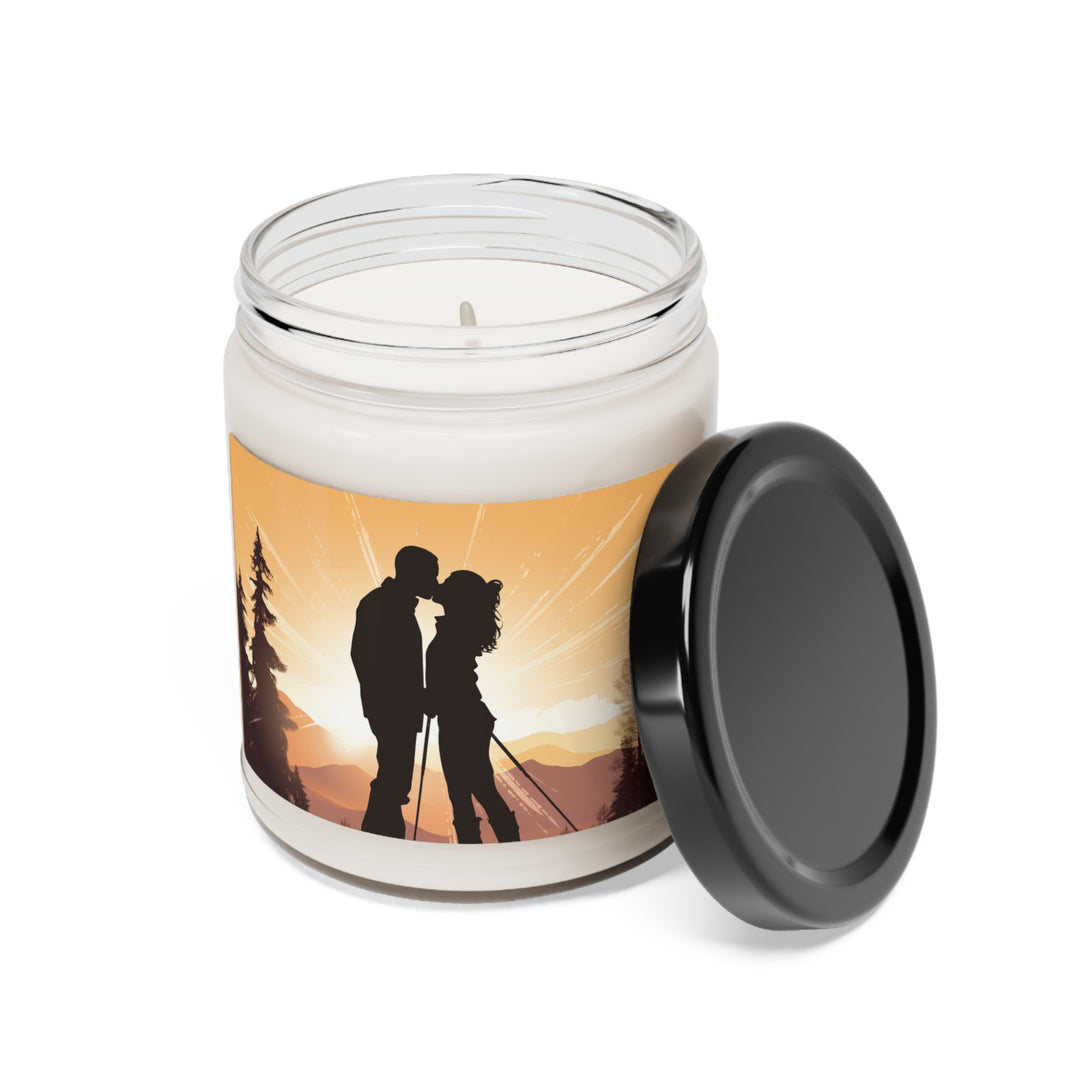 Sunset Embrace: A Mountain Romance Silhouette Candle - captivatingconversationsstarters