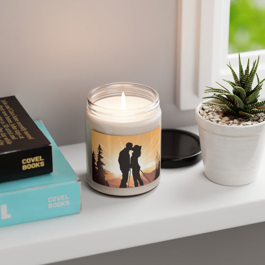 Sunset Embrace: A Mountain Romance Silhouette Candle - captivatingconversationsstarters