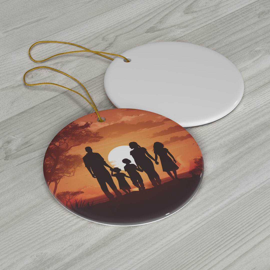 Heritage Glow Family Silhouette Ornament – Timeless Ceramic Keepsake for Holiday Cheer - captivatingconversationsstarters