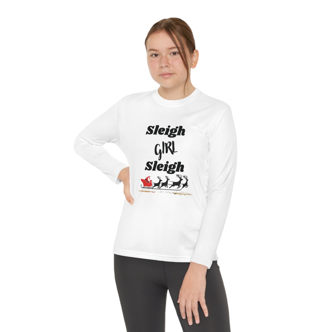 Sleigh Girl Sleigh" Youth Long Sleeve Top – Spread Holiday Cheer in Style! - captivatingconversationsstarters