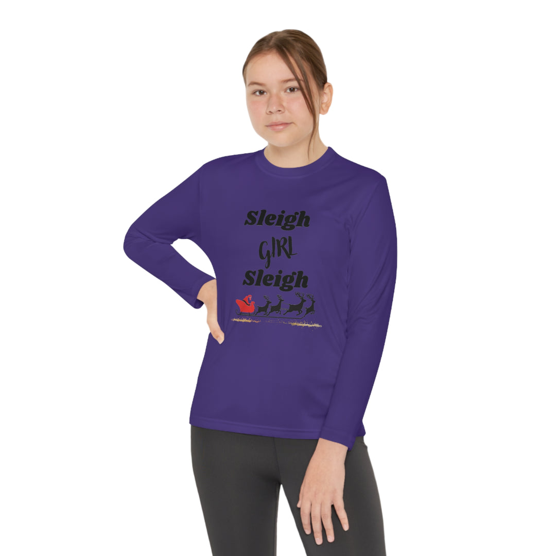 Sleigh Girl Sleigh" Youth Long Sleeve Top – Spread Holiday Cheer in Style! - captivatingconversationsstarters