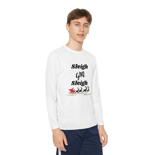 Sleigh Girl Sleigh" Youth Long Sleeve Top – Spread Holiday Cheer in Style! - captivatingconversationsstarters