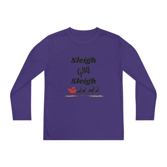Sleigh Girl Sleigh" Youth Long Sleeve Top – Spread Holiday Cheer in Style! - captivatingconversationsstarters