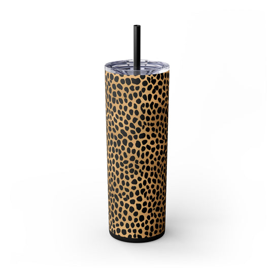 Leopard Print Skinny Insulated Tumbler with Straw, 20oz - captivatingconversationsstarters