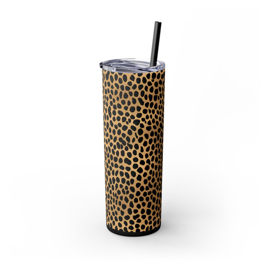 Leopard Print Skinny Insulated Tumbler with Straw, 20oz - captivatingconversationsstarters