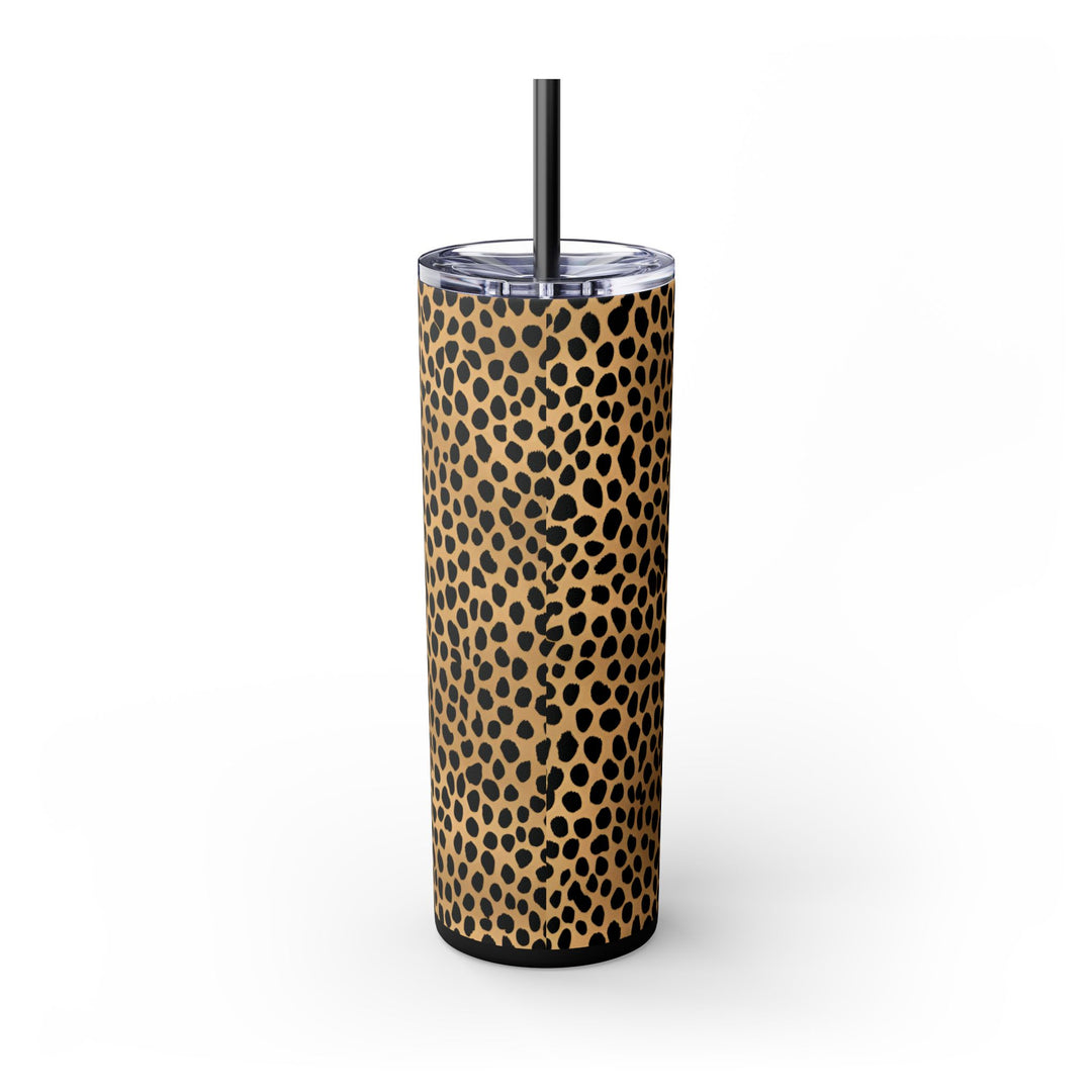 Leopard Print Skinny Insulated Tumbler with Straw, 20oz - captivatingconversationsstarters