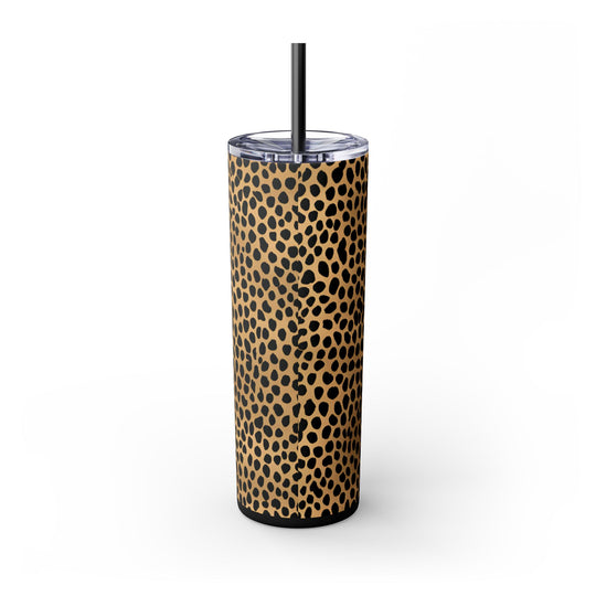 Leopard Print Skinny Insulated Tumbler with Straw, 20oz - captivatingconversationsstarters
