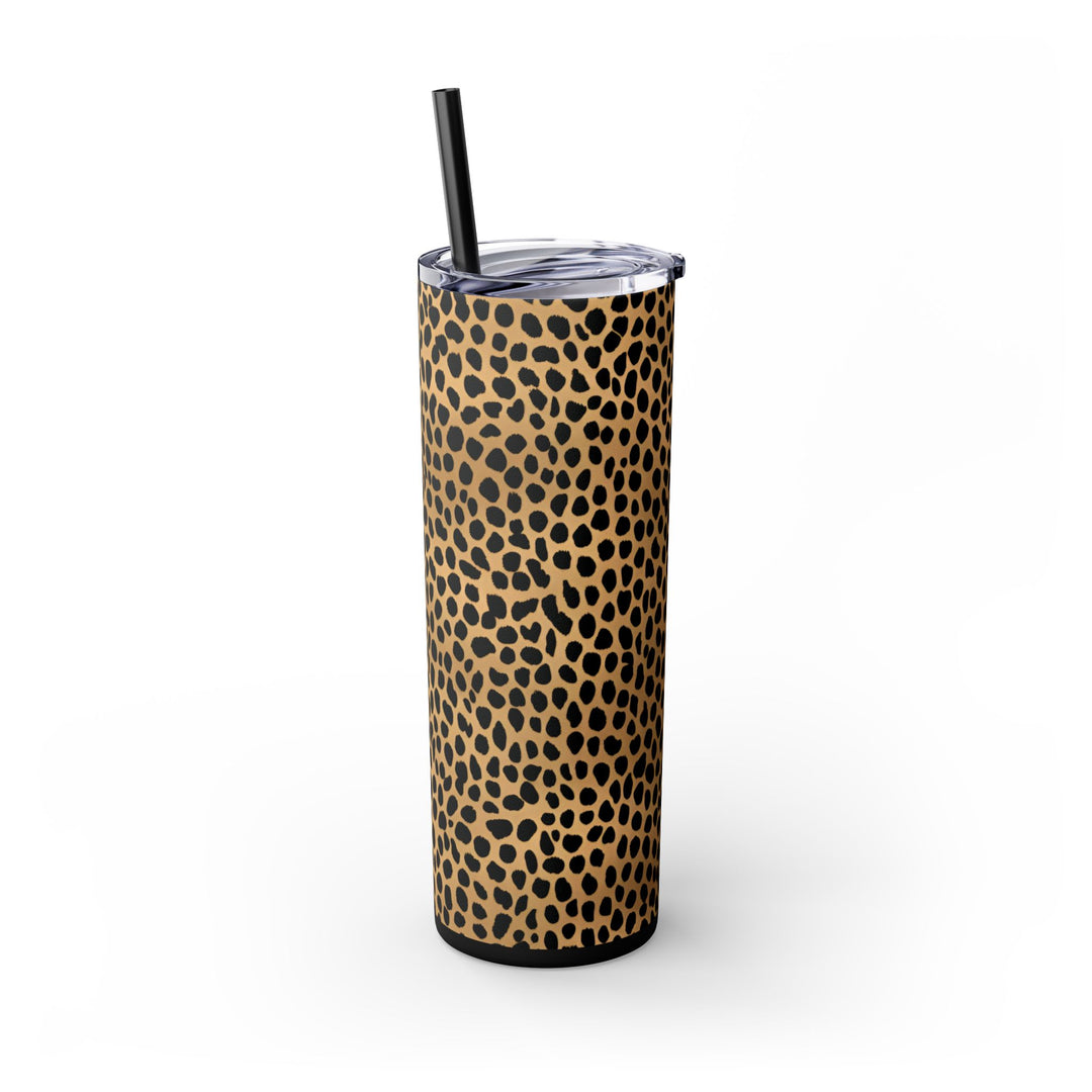 Leopard Print Skinny Insulated Tumbler with Straw, 20oz - captivatingconversationsstarters