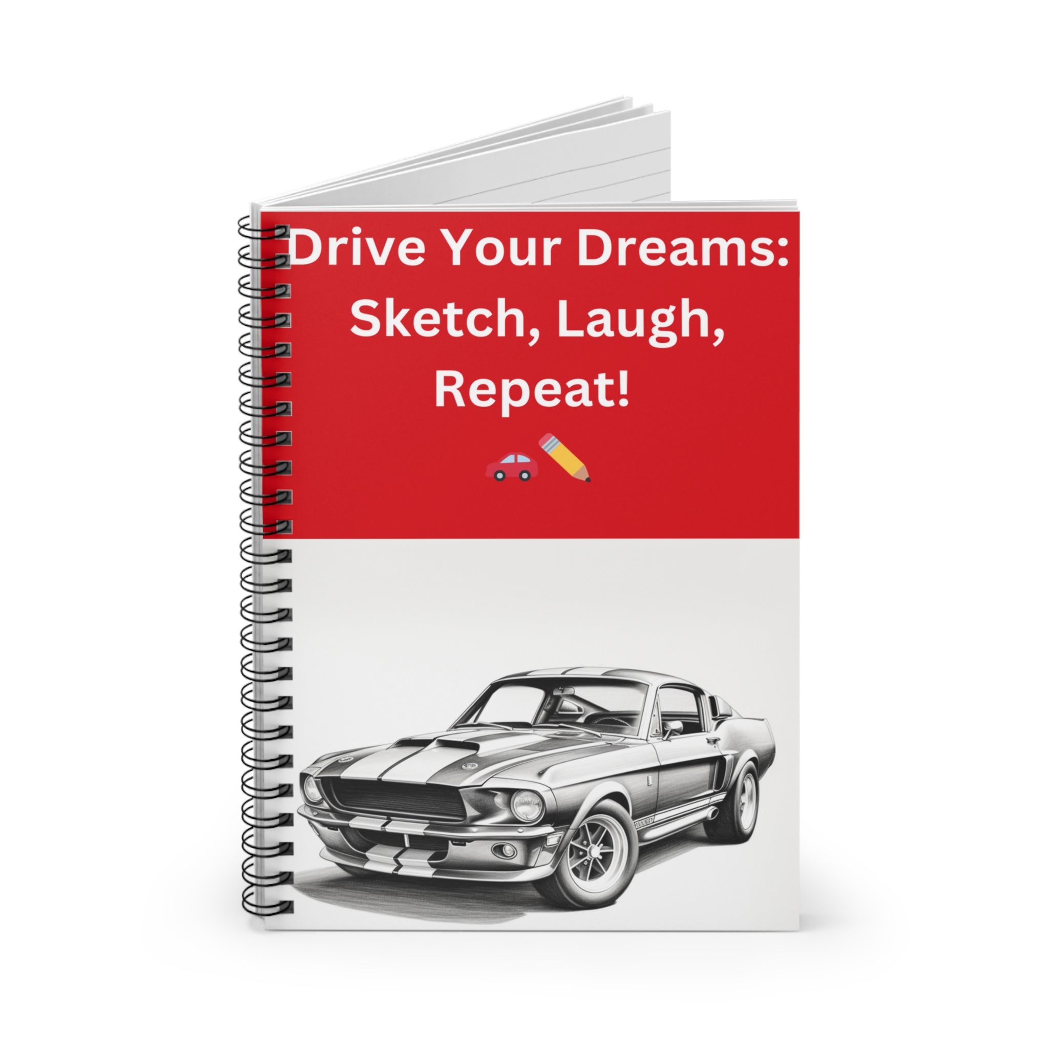 Drive Your Dream Mustang Inspiration Notebook – 118-Page Spiral Journal for Creativity & Everyday Use - captivatingconversationsstarters