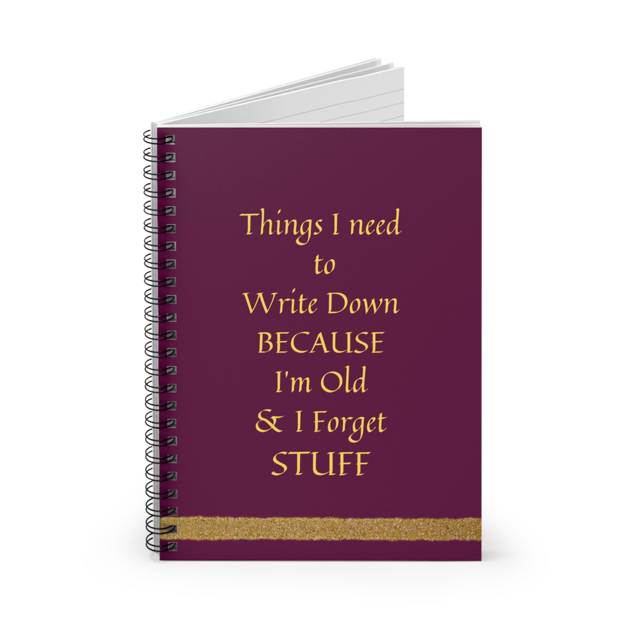 Elegant Burgundy & Gold 'Forget-Me-Not' Notebook - captivatingconversationsstarters