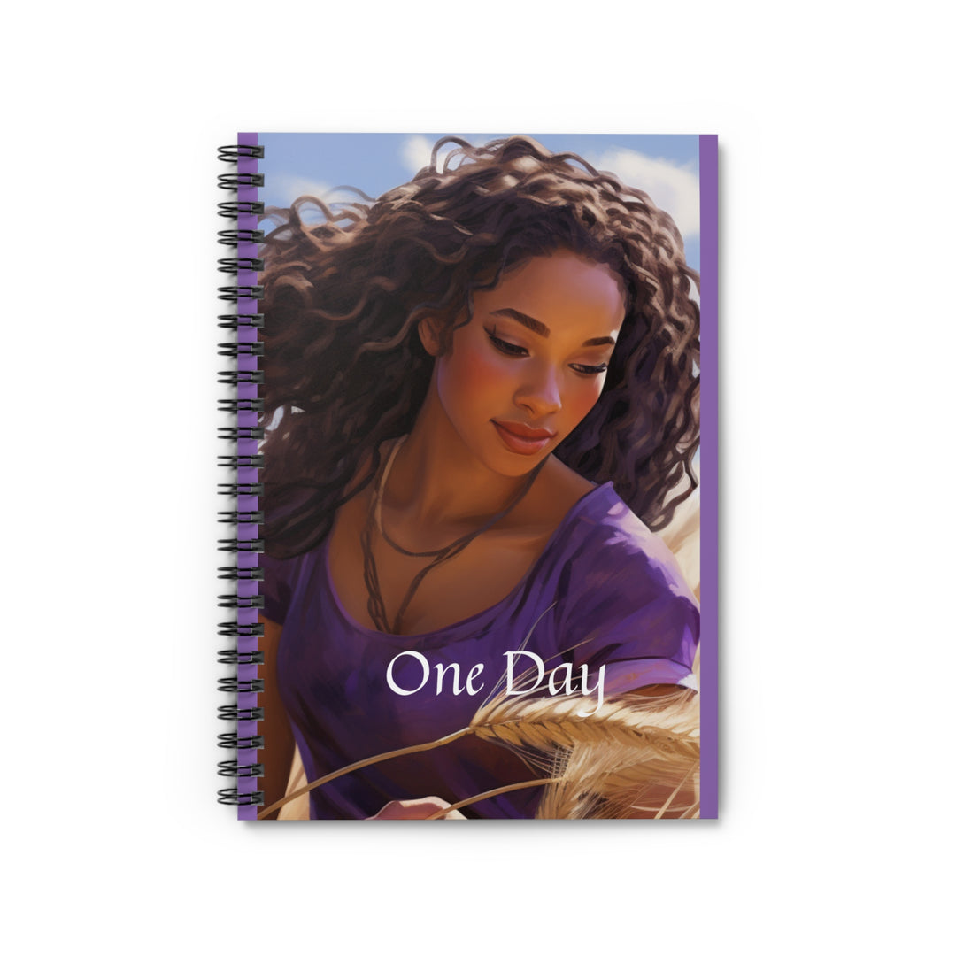 Empowerment in Nature - Melanin Beauty 'One Day' Notebook | 118-Page Spiral Journal for Inspiration & Everyday Use - captivatingconversationsstarters
