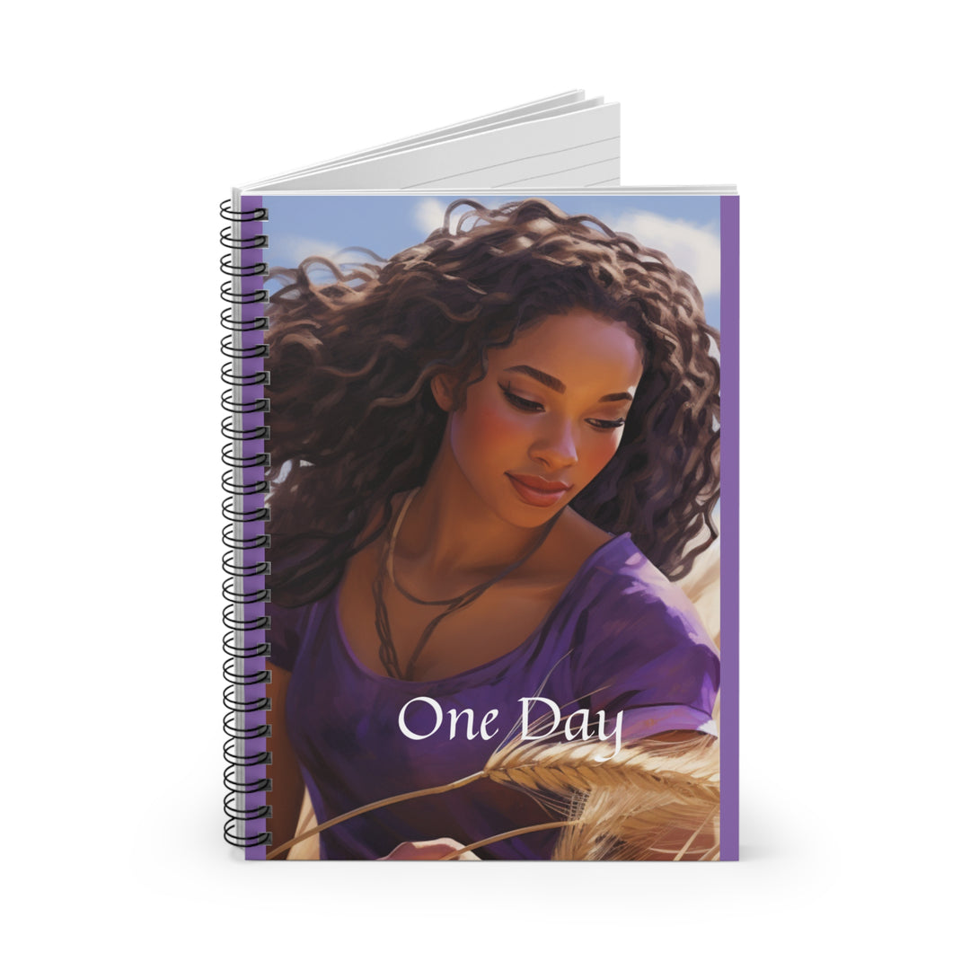 Empowerment in Nature - Melanin Beauty 'One Day' Notebook | 118-Page Spiral Journal for Inspiration & Everyday Use - captivatingconversationsstarters