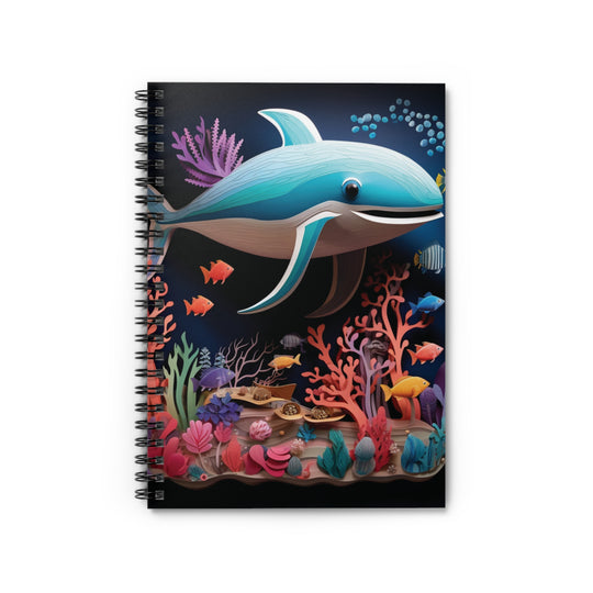 Oceanic Serenity Notebook - Dolphin-Themed 118-Page Spiral Journal for Creativity & Organization - captivatingconversationsstarters