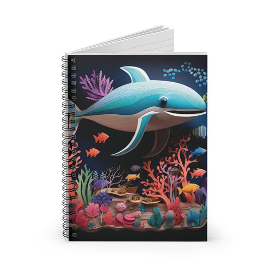 Oceanic Serenity Notebook - Dolphin-Themed 118-Page Spiral Journal for Creativity & Organization - captivatingconversationsstarters