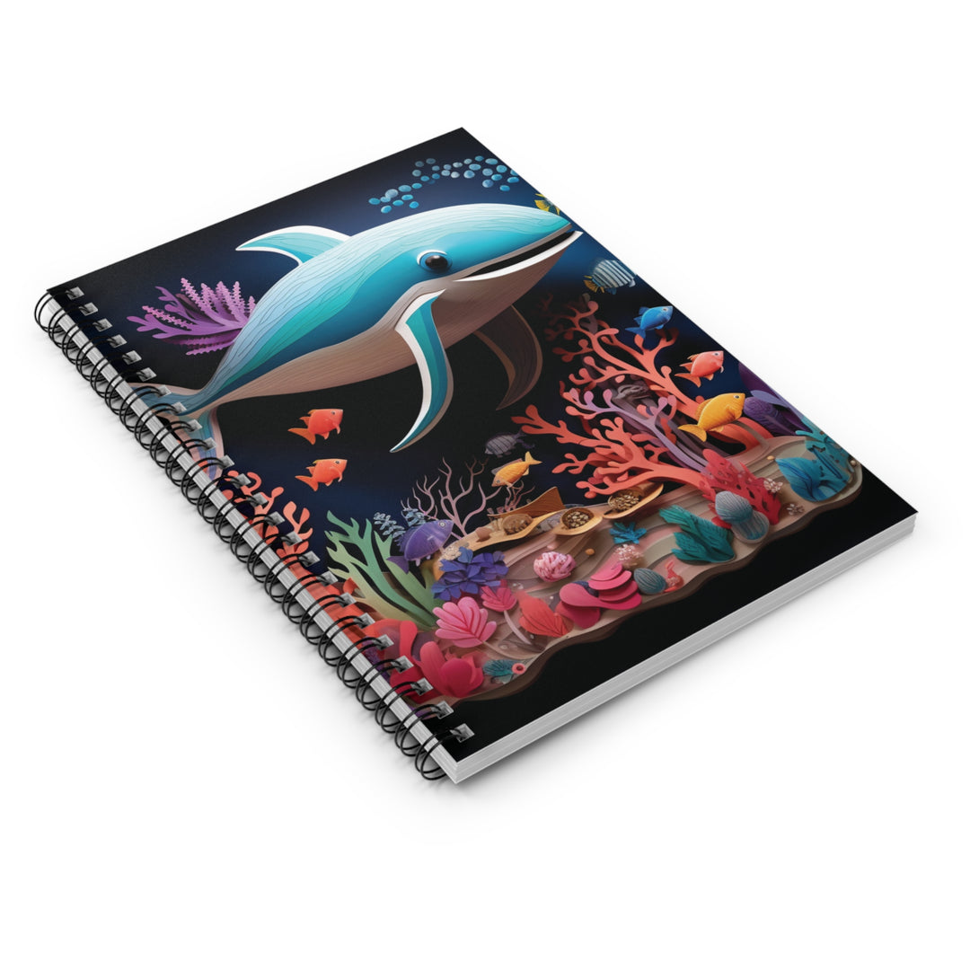 Oceanic Serenity Notebook - Dolphin-Themed 118-Page Spiral Journal for Creativity & Organization - captivatingconversationsstarters