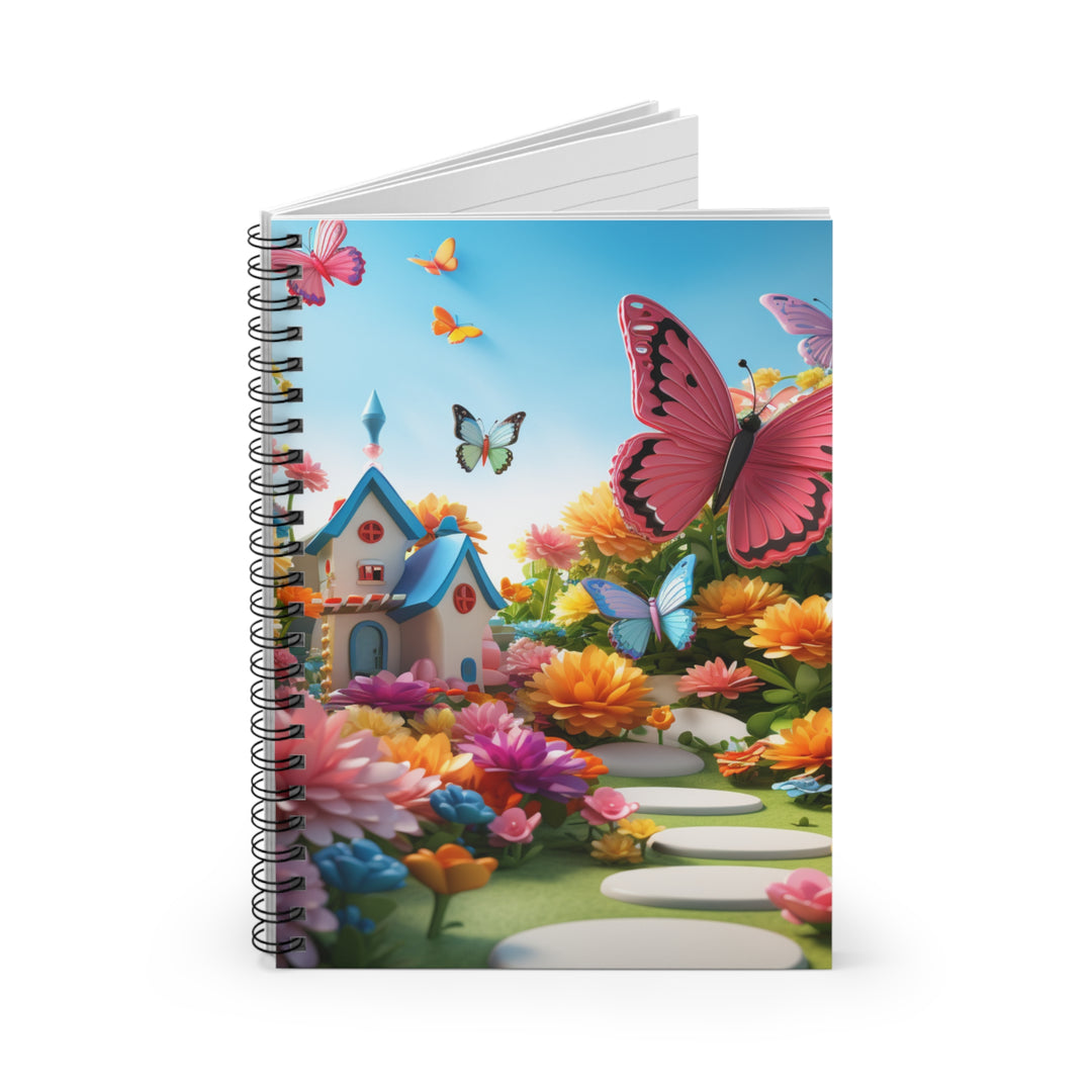 Pathway to Serenity Notebook – Unlock Your Creative Flow with Elegant Butterflies | 118-Page Spiral Journal - captivatingconversationsstarters