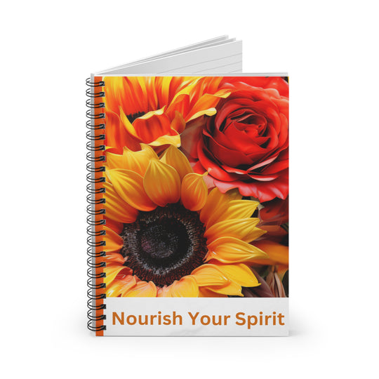 Sunflower & Rose Inspirational Notebook – 118-Page Spiral Journal for Reflection, Growth, and Everyday Inspiration - captivatingconversationsstarters