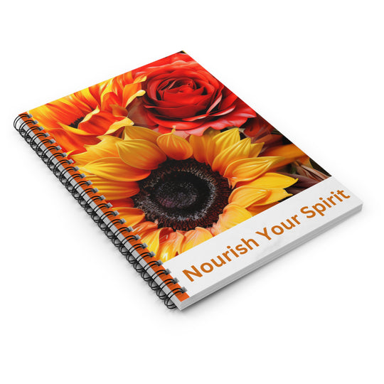 Sunflower & Rose Inspirational Notebook – 118-Page Spiral Journal for Reflection, Growth, and Everyday Inspiration - captivatingconversationsstarters