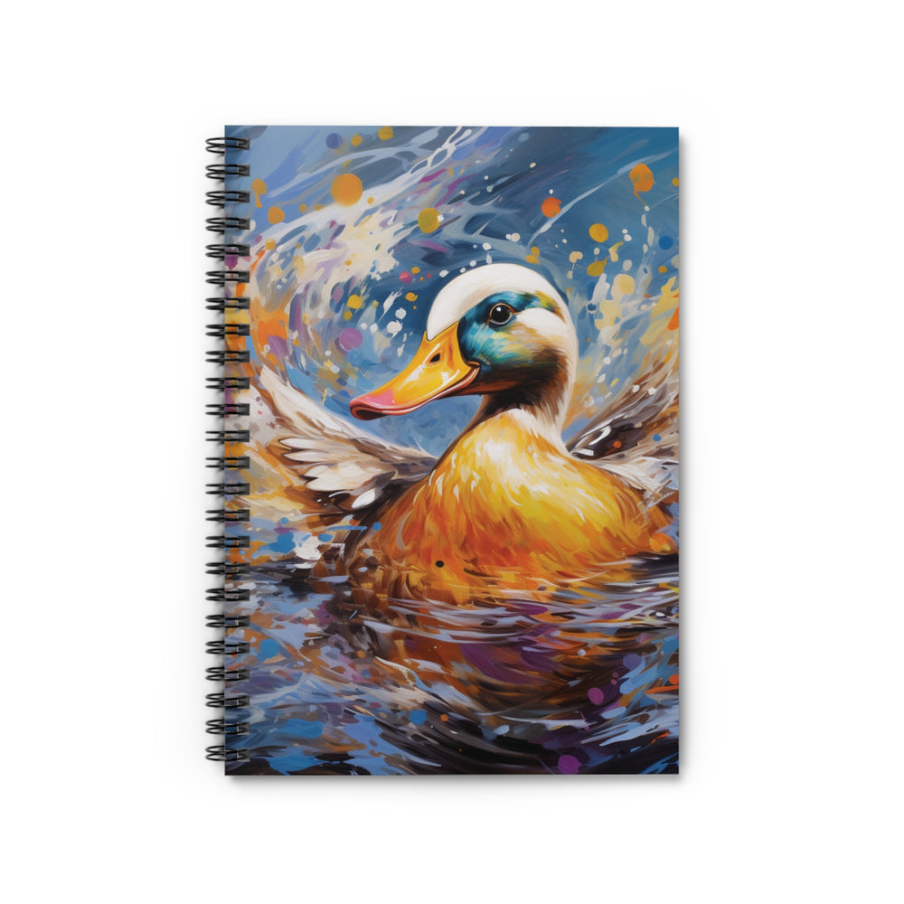 Vibrant Splash Duck Notebook - Eco-Friendly, Water-Resistant, Colorful Pond Imagery - captivatingconversationsstarters