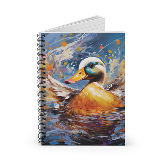 Vibrant Splash Duck Notebook - Eco-Friendly, Water-Resistant, Colorful Pond Imagery - captivatingconversationsstarters