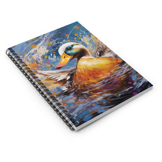 Vibrant Splash Duck Notebook - Eco-Friendly, Water-Resistant, Colorful Pond Imagery - captivatingconversationsstarters