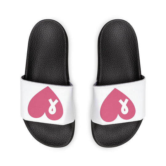 Empower Every Step - Women's Breast Cancer Awareness Slide Sandals with Customizable Removable Straps - captivatingconversationsstarters