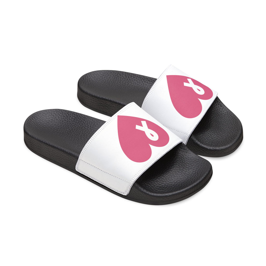 Empower Every Step - Women's Breast Cancer Awareness Slide Sandals with Customizable Removable Straps - captivatingconversationsstarters