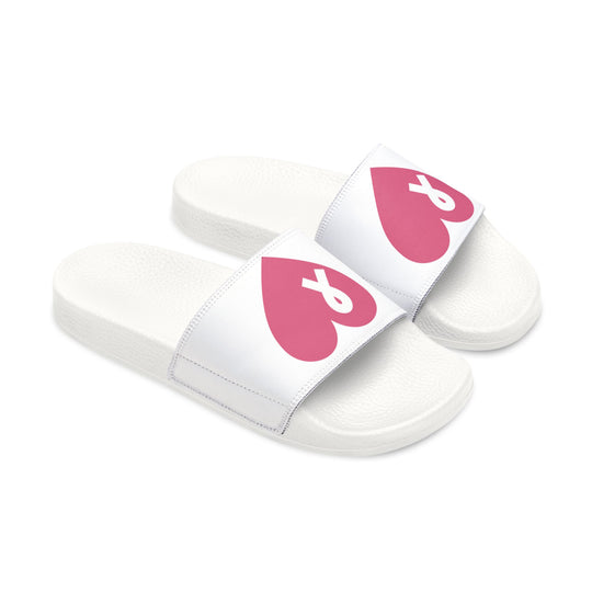 Empower Every Step - Women's Breast Cancer Awareness Slide Sandals with Customizable Removable Straps - captivatingconversationsstarters
