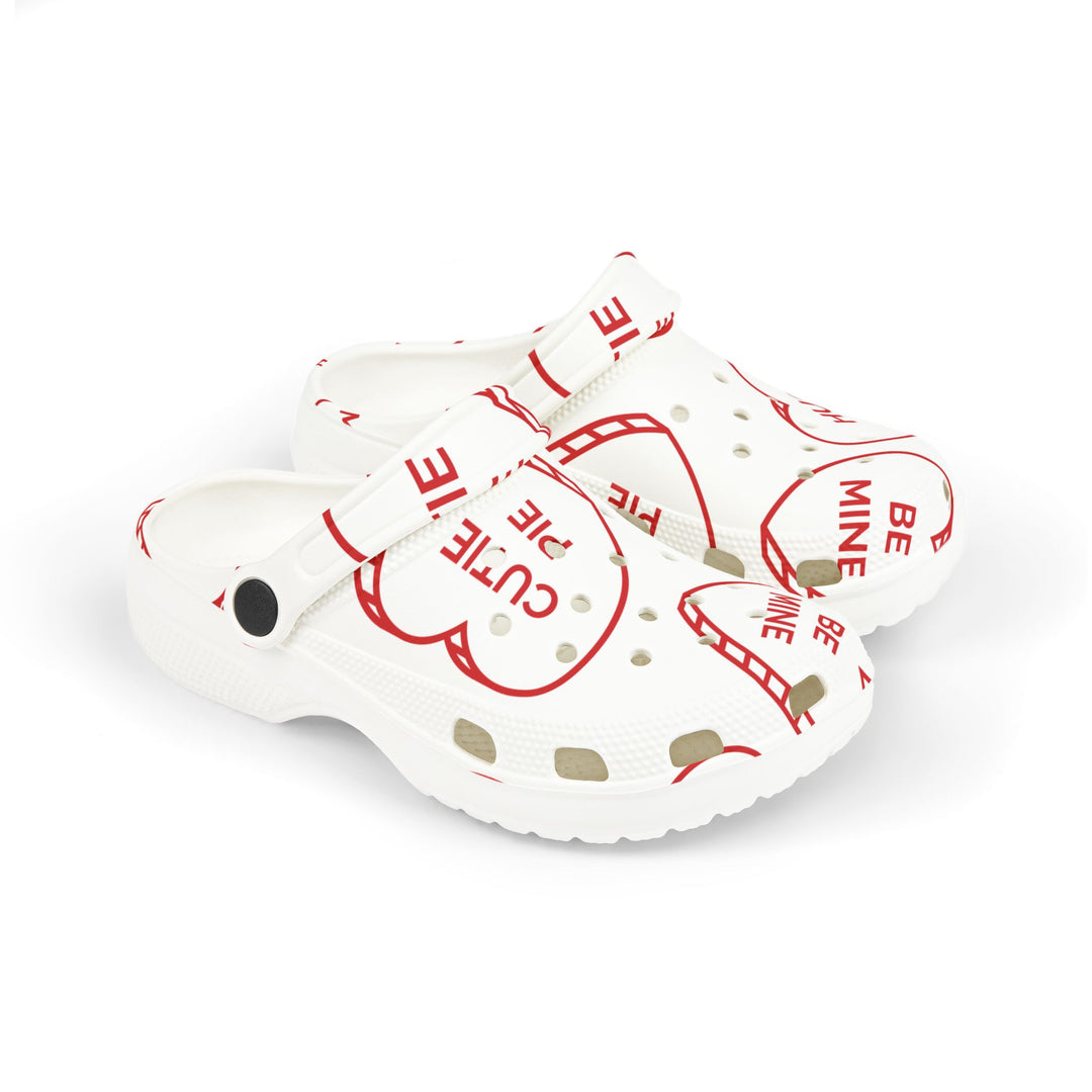 Kids Valentine’s Day Candy Heart Foam Clogs | Adorable All-Over Print with Fun Phrases - captivatingconversationsstarters